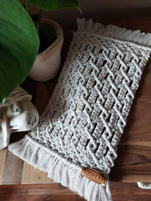 Úžitkový textil - Macramé prestieranie s keltským vzorom ľan - 16835189_