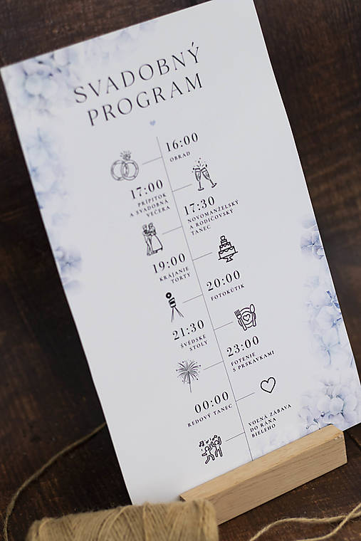Papiernictvo - Program / Harmonogram svadby plagát -  "Modré kvietky" - 16839680_
