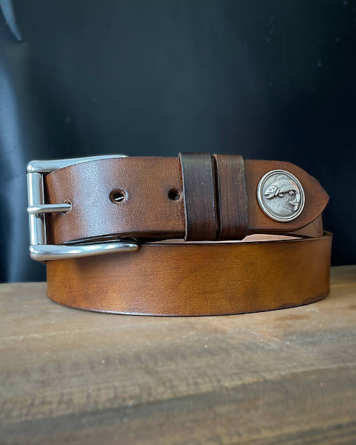 Pánske doplnky - Kožený rybársky opasok Fish - 16839391_