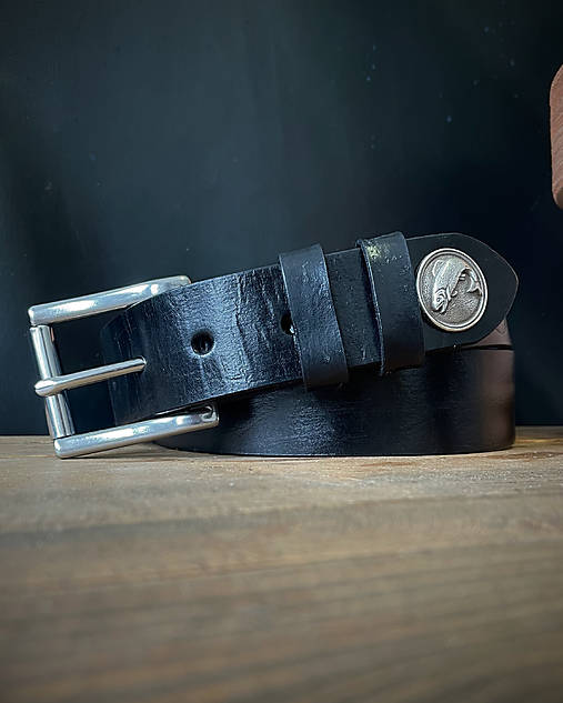 Pánske doplnky - Kožený rybársky opasok Fish - 16839421_