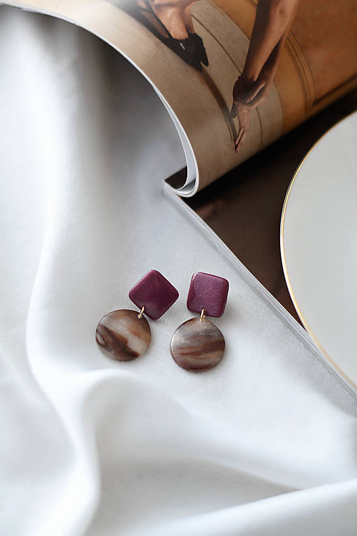 Náušnice - Náušnice "Burgundy" - 16839073_