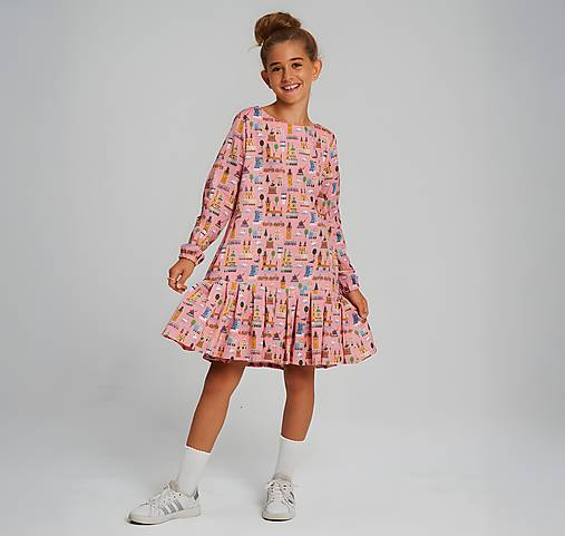 Detské oblečenie - Bella - Dievčenské šaty inšpirované Prahou (s bočnými vreckami) - Ručne Vyrobené,  - 16837814_