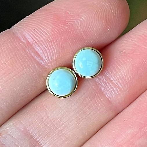 ZĽAVA 20% Larimar Gold Plated AG925 Earrings / Strieborné náušnice s larimarmi pozlátené E025