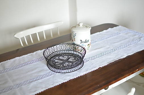 Úžitkový textil - Biely ľanový obrus (45 x 45 cm) - 16841675_