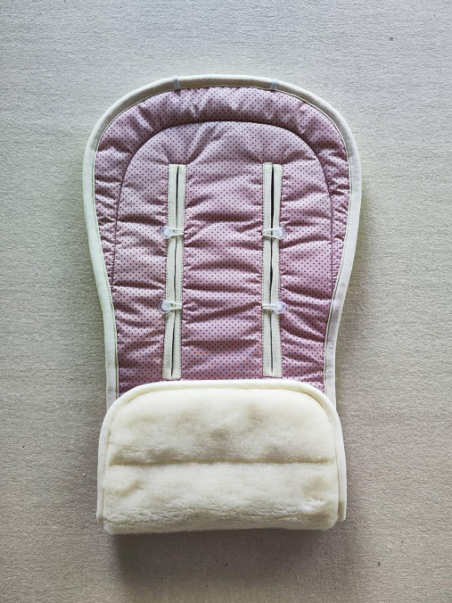 Detský textil - Podložka do kočíka CYBEX Balios S proti poteniu 100 % merino top super wash Natural Bodka ružovo šedá - 16839734_