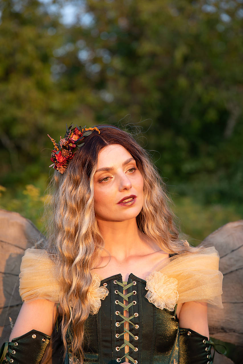 Kvetinová čelenka "šálka jesene" 