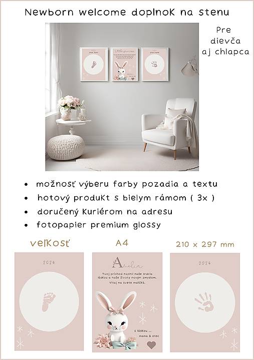 Personalizované detské rámiky na odtlačok. Welcome baby + sada na odtlačky.