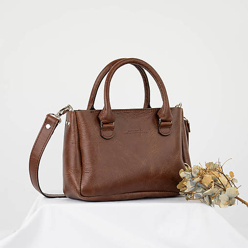 Kabelky - Kožená kabelka Stella Mini Style (čokoládový melír) - 16844261_