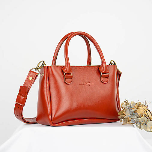 Kabelky - Kožená kabelka Stella Mini Style (tehlová hnedá) - 16844301_