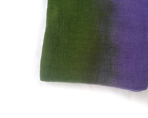 Šály a nákrčníky - "purple&green" bavlnený  šál  skladom - 16843278_