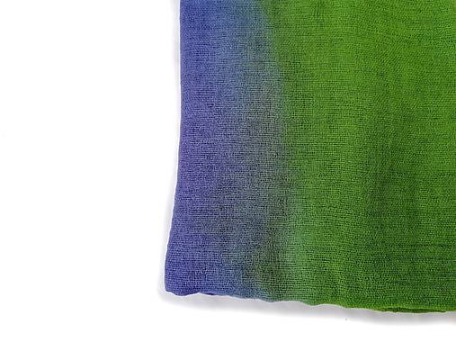 Šály a nákrčníky - "blue&green" bavlnený  šál  skladom - 16843557_