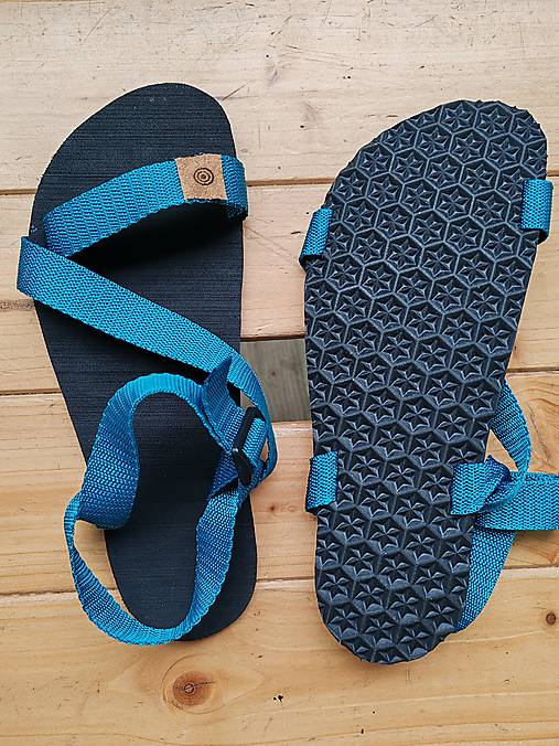 Ponožky, pančuchy, obuv - Barefoot sandále - JEDNOFAREBNÉ (TYRKYS) - 16842717_