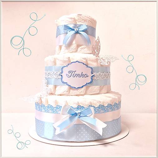 Detské doplnky - Plienková torta "JEMNÁ MODRÁ" - 16847846_