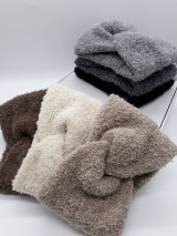 Čiapky, čelenky, klobúky - BOUCLÉ alpaca čelenka (smotanová) - 16847798_