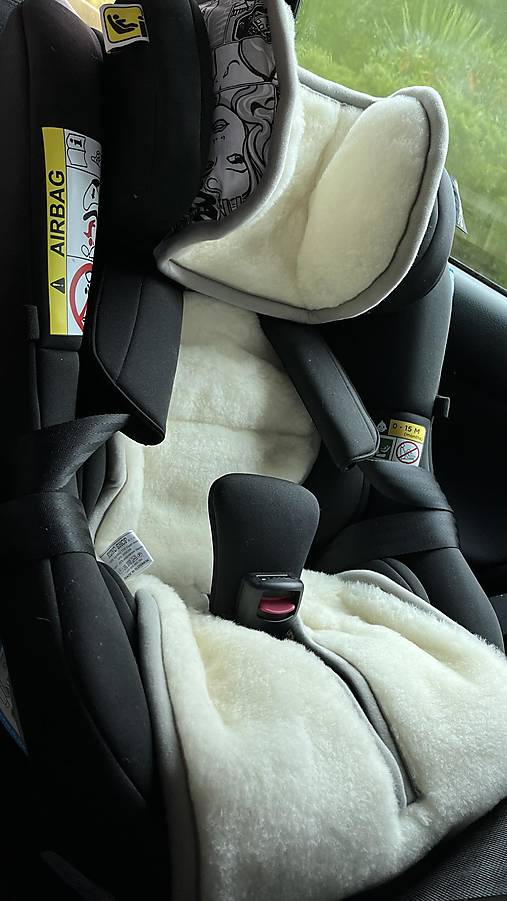 Detský textil - VLNIENKA Vložka proti poteniu do autosedačky Graco Turn2 ME 100% Merino top super wash Natural  Komiks black and white - 16851196_