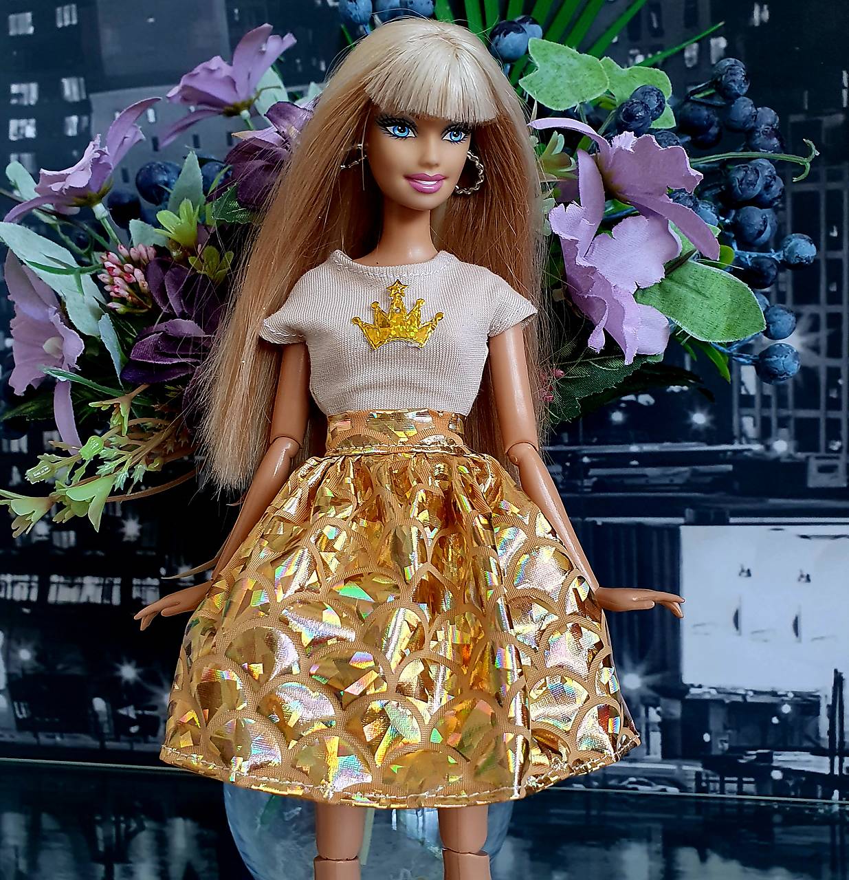Zlatá mermaid sukňa pre Barbie