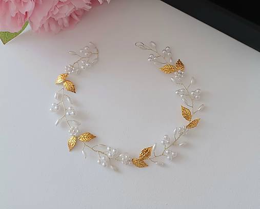 Ozdoby do vlasov - Ozdoba do vlasov *77 (35 x 2,5 cm - Zlatá) - 16851686_