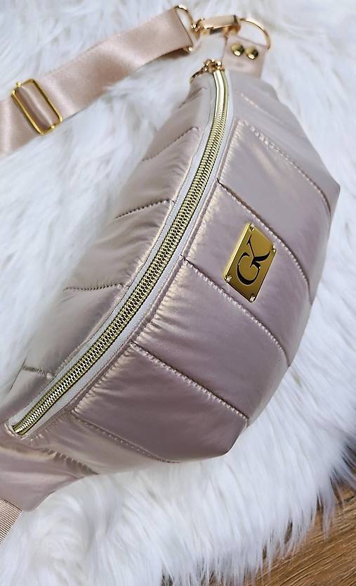 Kabelky - Ľadvinka béžová - zlatá  - 16851567_