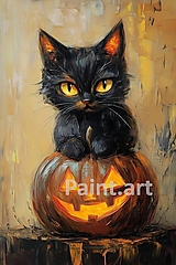 Grafika - Čierne mačiatko - Halloween (č.205) - 16849685_