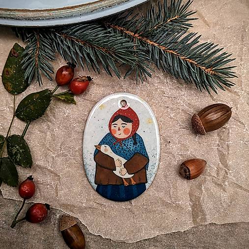 Dekorácie - Dievča s húskou  - 16851795_