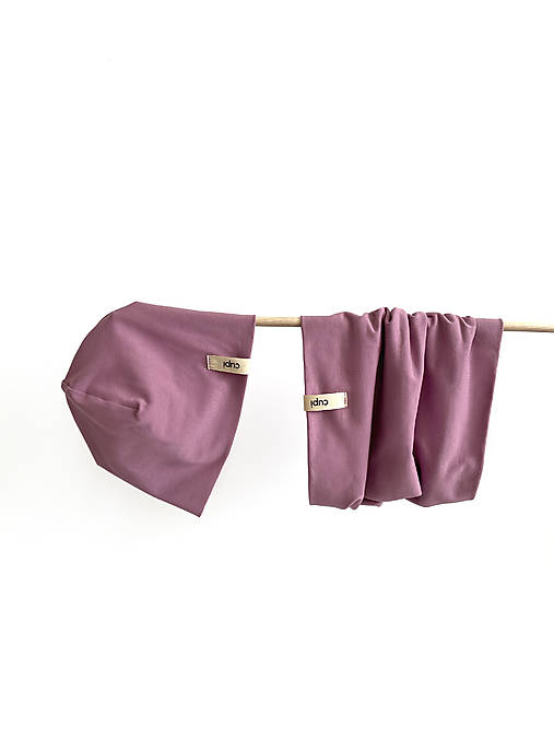 Čiapky, čelenky, klobúky - Detský prechodný set - čiapka a nákrčník - lavender - 16853252_