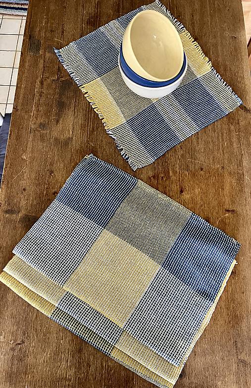 Úžitkový textil - Modro-žltý obrúsok - 16855950_