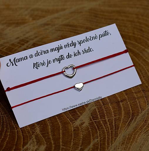 Náramky - Náramky pre mamu a dieťa so striebornými AG925 srdiečkami - 16856758_