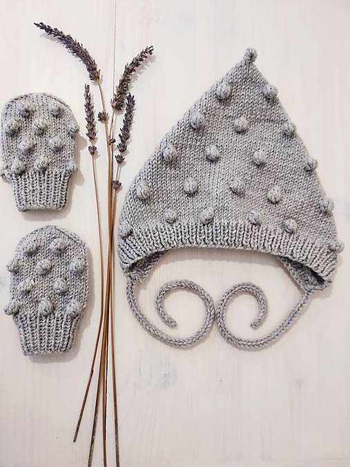 Detské súpravy - Merino set - škriatok s guličkami - 16854932_