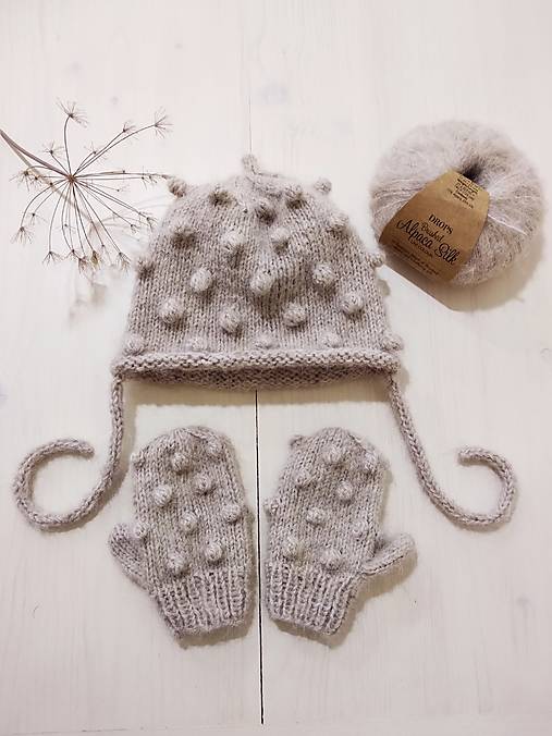 Detské súpravy - Zimný guľôčkový set - merino, alpaca, hodváb - 16856082_
