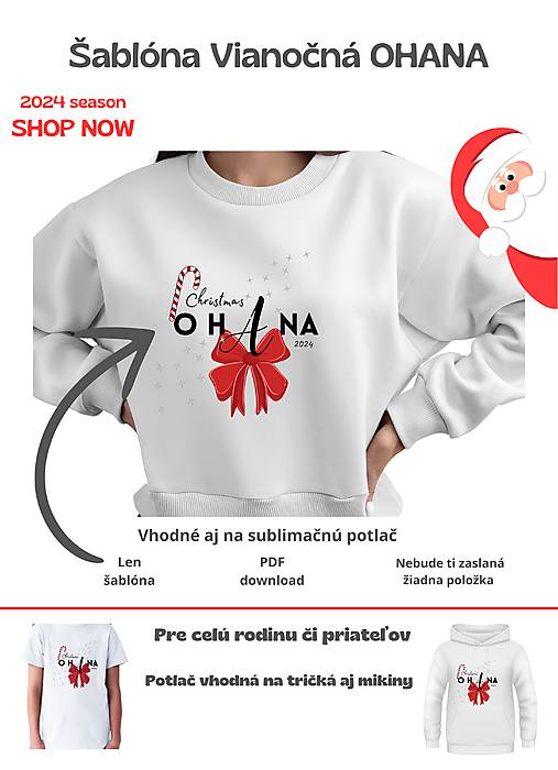 Vianočné oblečenie šablóna na tričko / mikinu