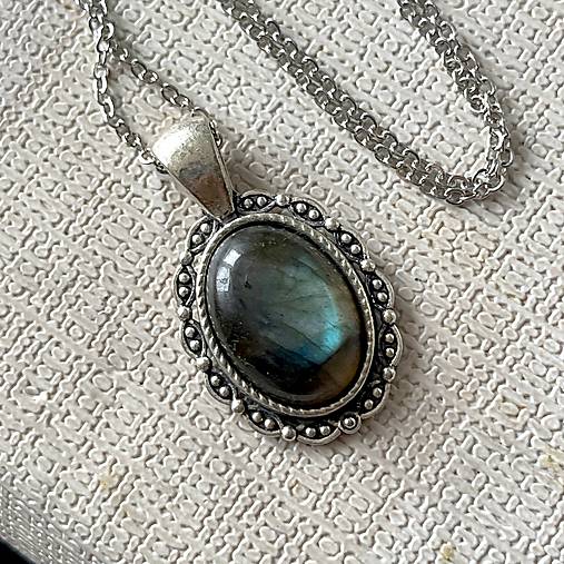 Antique Silver Labradorite Necklace / Náhrdelník s labradoritom E045