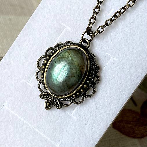 Bronze Filigree Labradorite Necklace / Náhrdelník s labradoritom E045