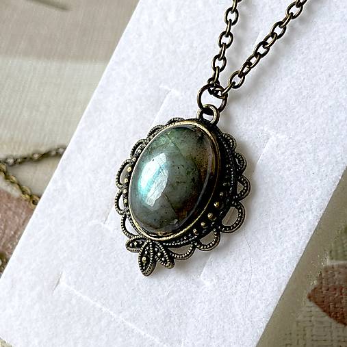 Bronze Filigree Labradorite Necklace / Náhrdelník s labradoritom E045