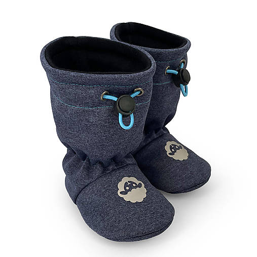 Detské topánky - Softshelláčky MERINO classic "denim/black" - 16858850_