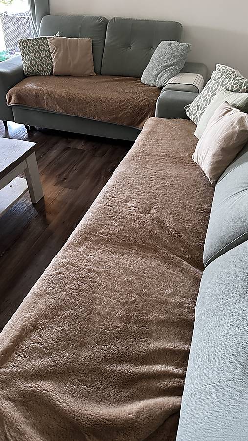 Úžitkový textil - VLNIENKA prehoz na gauč VELVET acryl Grey and Cappuccino dvojitý ušijeme podľa vlastných rozmerov - 16863474_