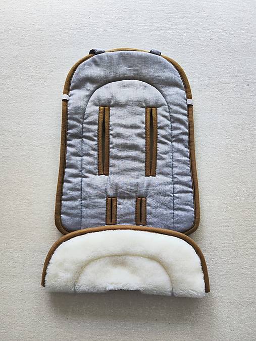 Detský textil - Joolz AER Seat Liner / Podložka do kočíka 100% Merino top super wash Natural 100% ľan Grey šedý - 16863854_
