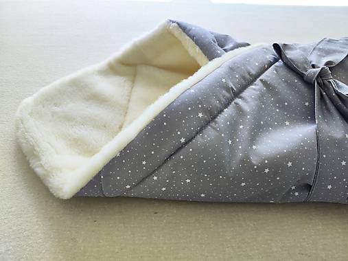 Detský textil - Zavinovačka klasická pre bábätka/ miminká 100% Merino Top Super wash Natural Hviezdičky šedé - 16863887_