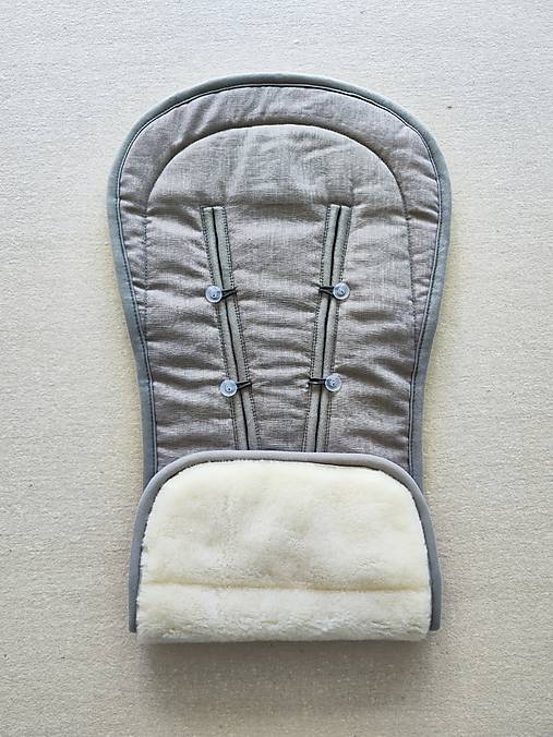 Detský textil - VLNIENKA podložka do kočíka THULE  Urban Glide 2 100% MERINO TOP SUPER WASH Natural 100% ľan šedý - 16863897_