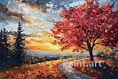 Grafika - Jesenná prechádzka pri západe slnka (č.207) - 16864120_