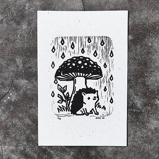 Grafika - Ježek (Jemne sivý grafický papier) - 16867738_