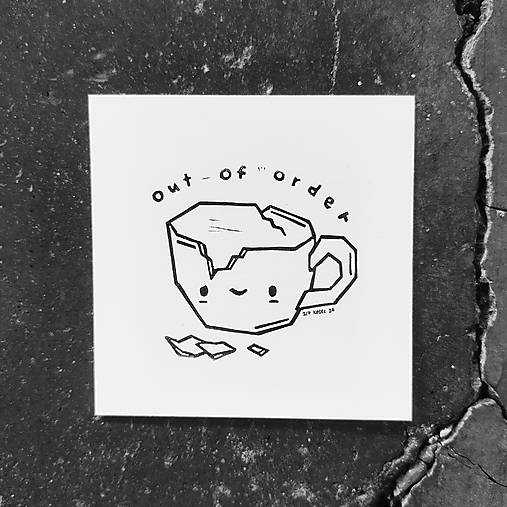 Grafika - A smol cup of melancholy (biely 300g/m2 fabriano) - 16869455_