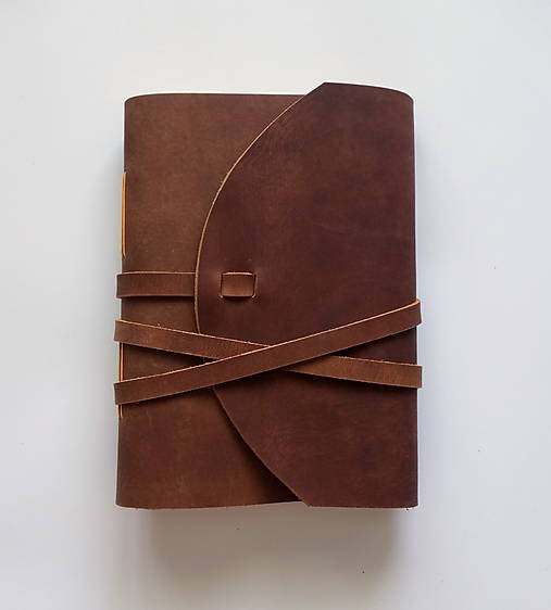 Papiernictvo - Kožený fotoalbum A5 gaštanovo hnedá - 16867651_