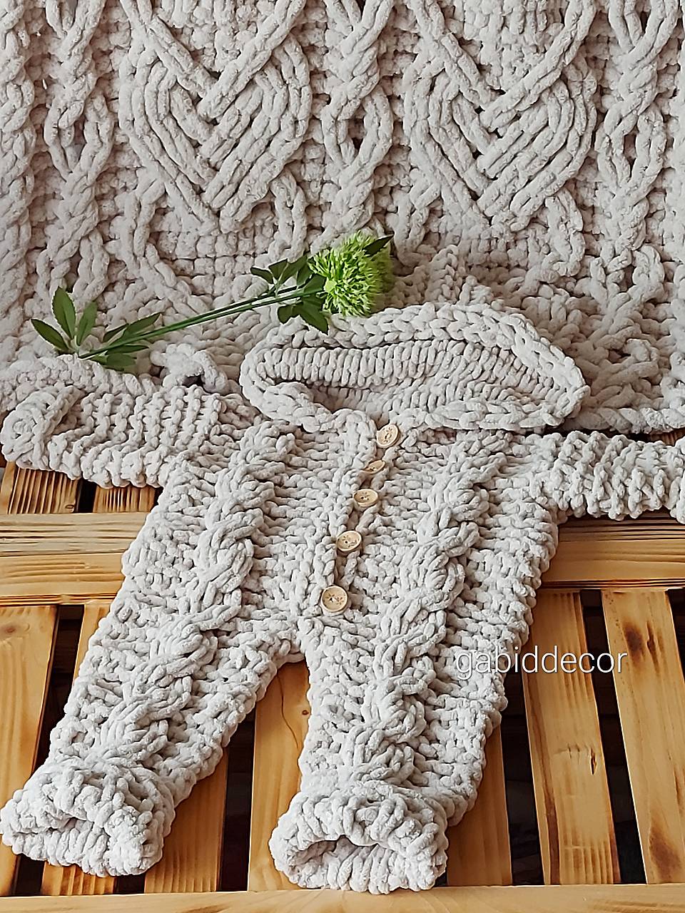 Detský overal s kapucňou z vlny puffy fine