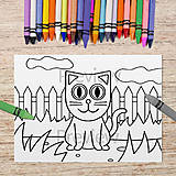 Hračky - Mačička v záhrade omaľovánka - 16867551_