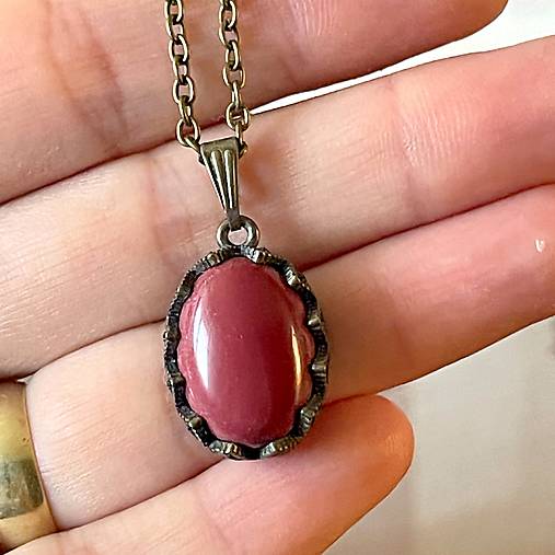 Jasper Mookaite Filigreee Bronze Necklace / Náhrdelník s jaspisom mookaitom E048