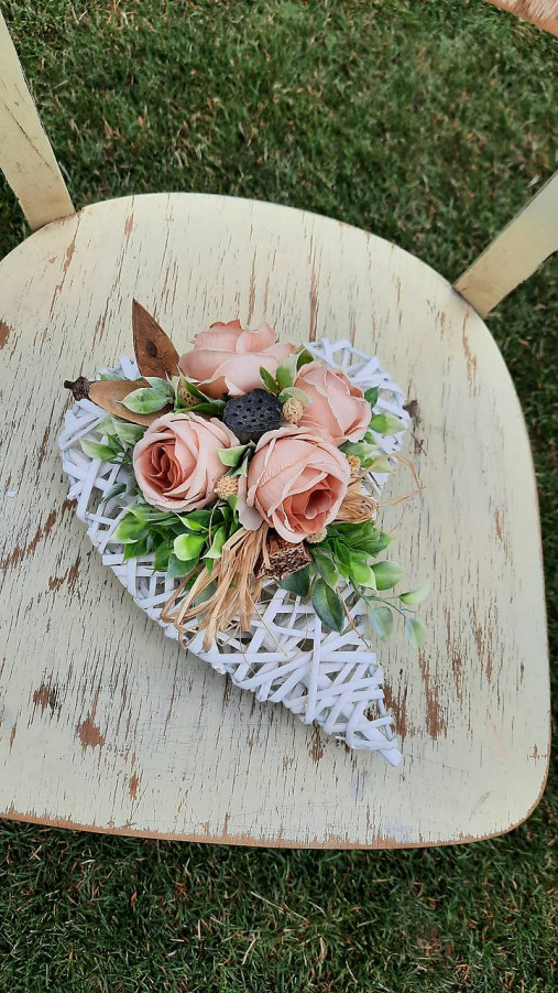 Dekorácie - Ikebana srdce (Oranžová) - 16873475_
