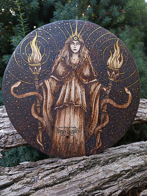 Obrazy - HEKATE - ručne vypaľovaný obraz - hand-burned image - 16872025_