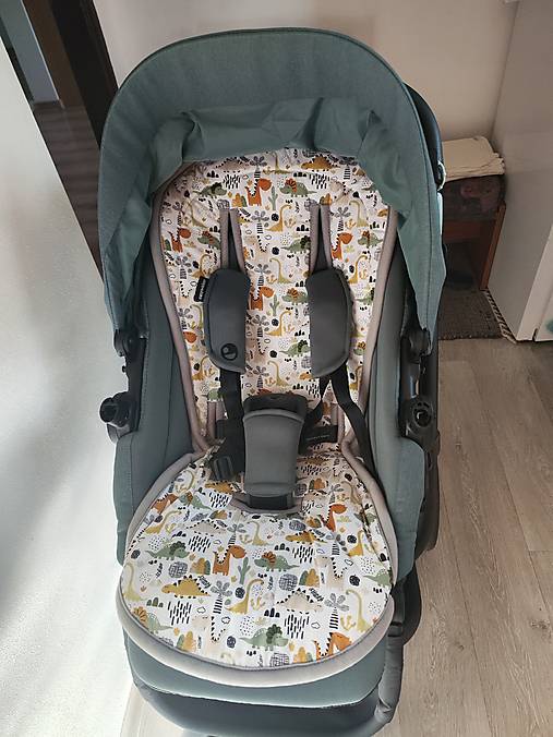Detský textil - VLNIENKA podložka do kočíka EasyWalker Harvey3 100% Merino Top Super wash Natural Dinosaury - 16871898_