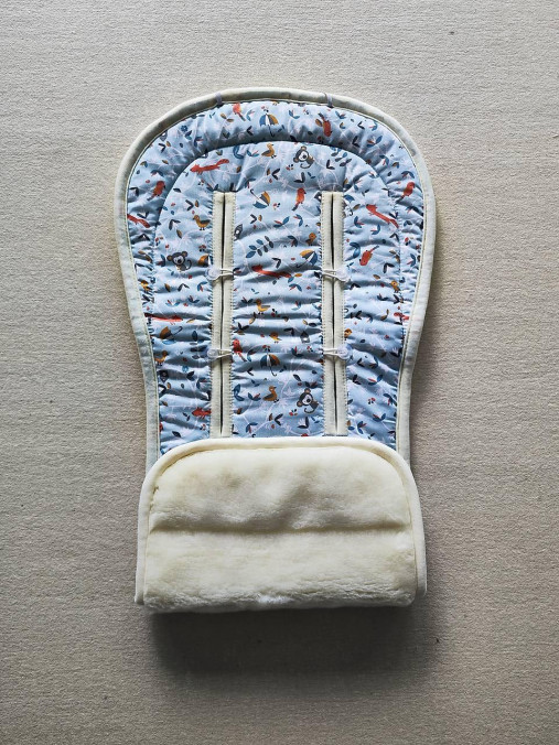 Detský textil - Podložka do kočíka CYBEX Talos S Lux proti poteniu 100 % merino top super wash Natural  Zvieratká Mint blue - 16875290_