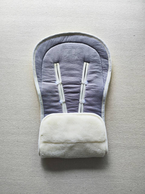 Detský textil - VLNIENKA podložka do kočíka THULE  Urban Glide 2 100% MERINO TOP SUPER WASH Natural 100% Mušelin šedý - 16875374_
